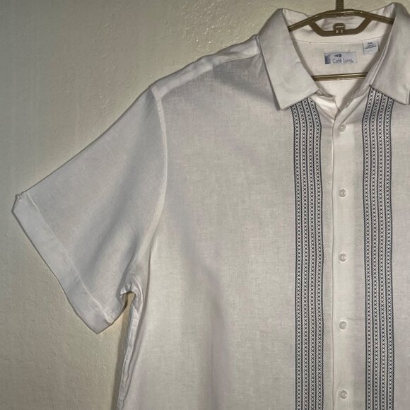 Cafe Luna Men's 2XL Dress Shirt Short Sleeve Button Up XO Design Linen/Viscose - Picture 5 of 16